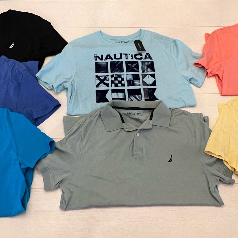 Nautica Assorted Polo and T-Shirt Set - Black, Blue, Gray, Yellow, Coral
